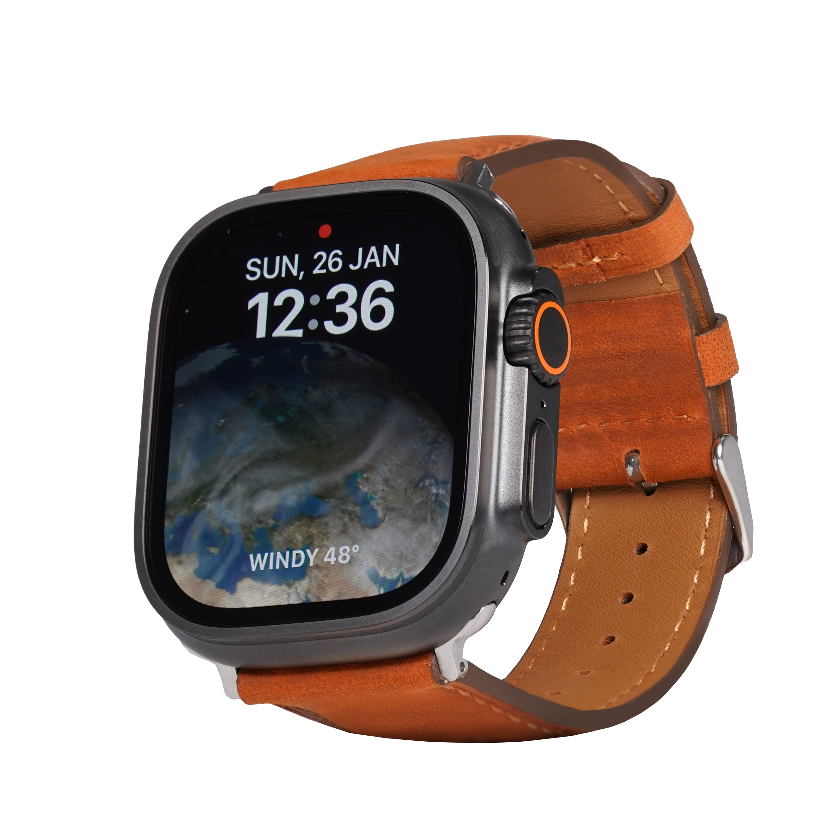 Modern VN701 Leather Apple Watch Band Ultra / 46mm / Brown / Black Hardware